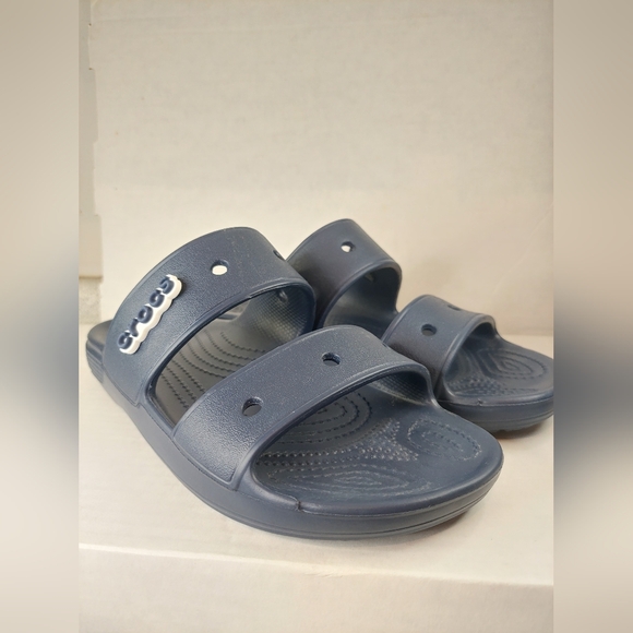 Crocs Unisex Classic Navy Blue Size 7M/9W Two-Strap Slide Sandals - Picture 15 of 16